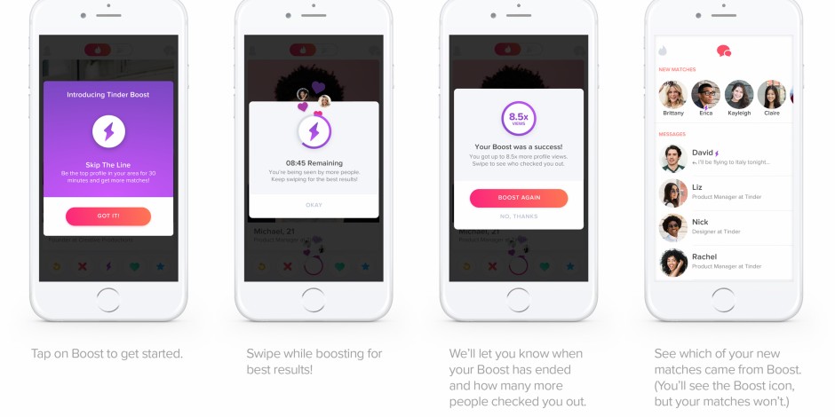 Tinder lets you skip the swiping queue with ‘Boost’ add on